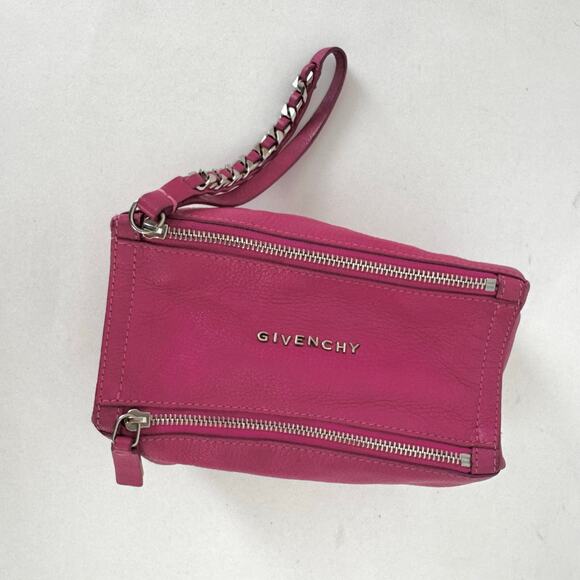 Givenchy Pandora Leather Wristlet Sugar Goatskin Fuchsia Hot Pink - Picture 2 of 15